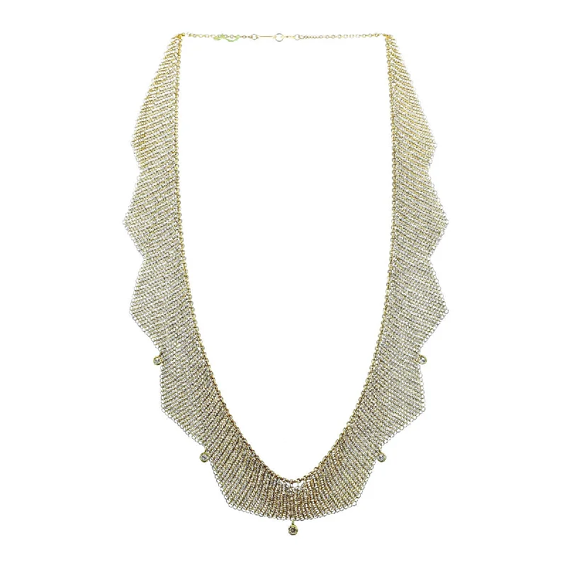 Silver necklaces for trendy young women -Tiffany and Co Elsa Peretti Diamond Yellow Gold Mesh Necklace