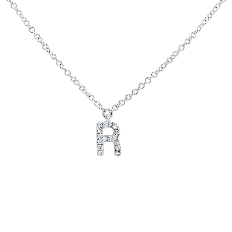 Classic pearl necklaces for formal events -Diamond Initial Pendant - Letter R