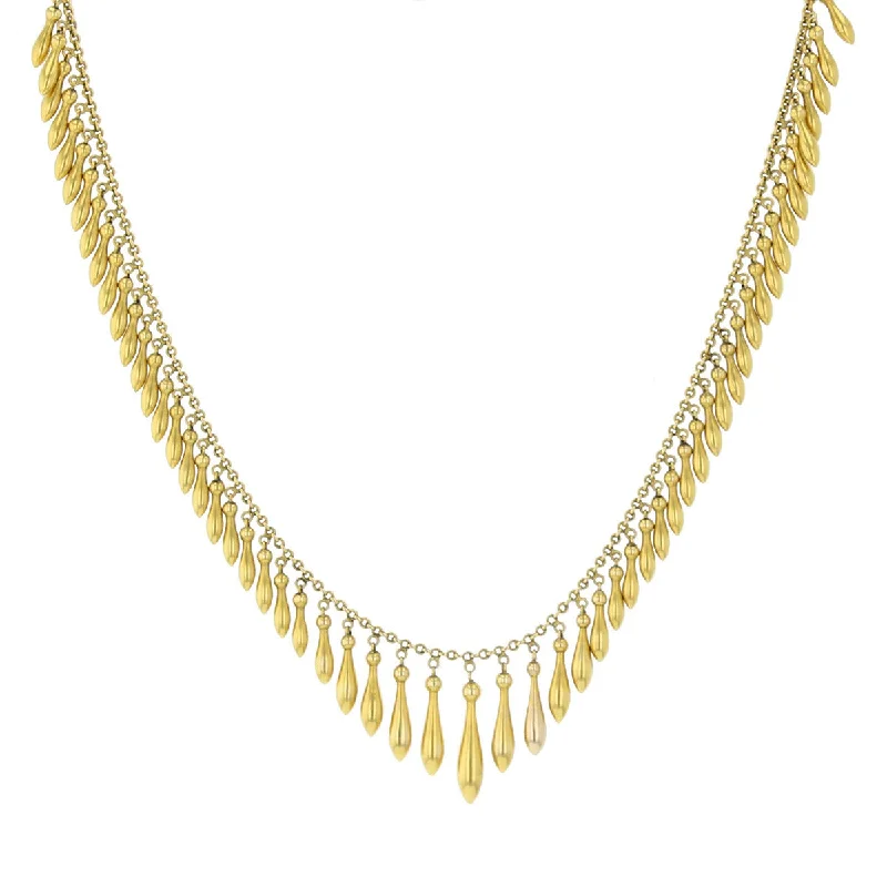 Custom necklaces for graduation gifts -Victorian 14K Yellow Gold Fringe Necklace