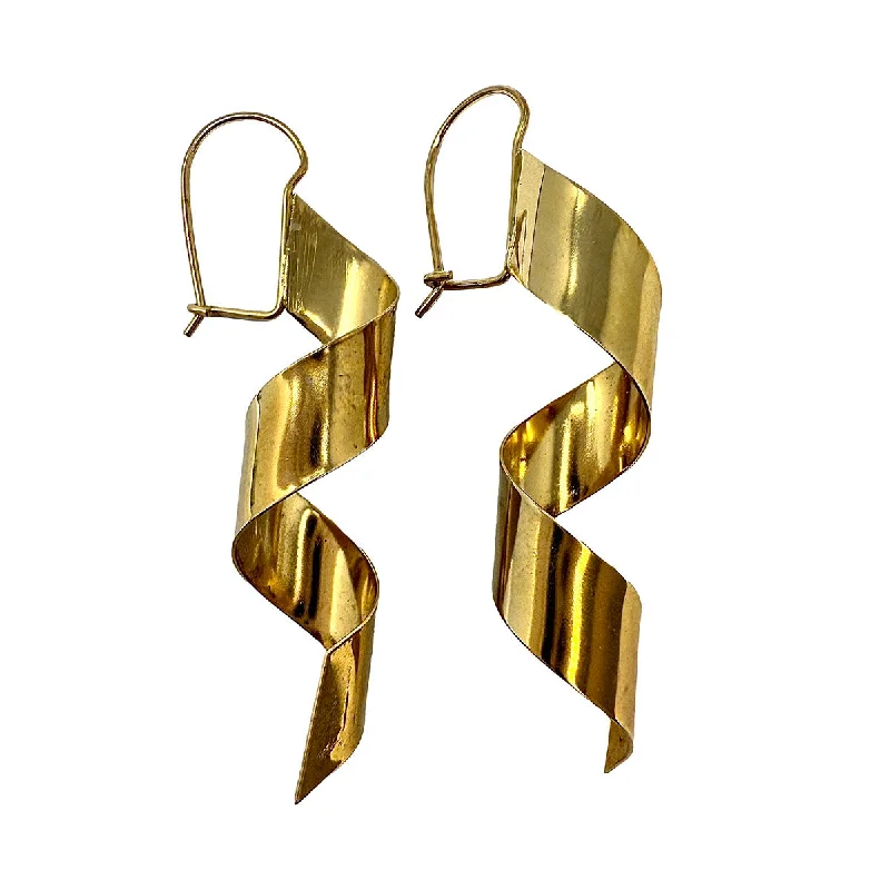 Personalized gold earrings-14K Gold Twirl Earrings