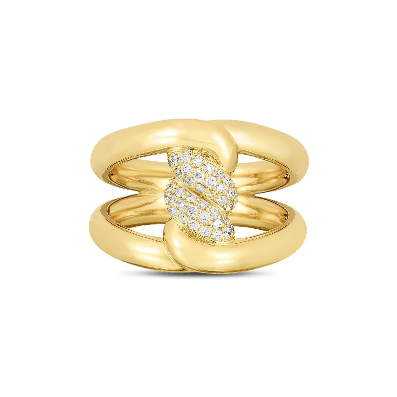 Large cocktail rings for evening style -Cialoma Knot Link Ring with Accent Diamonds