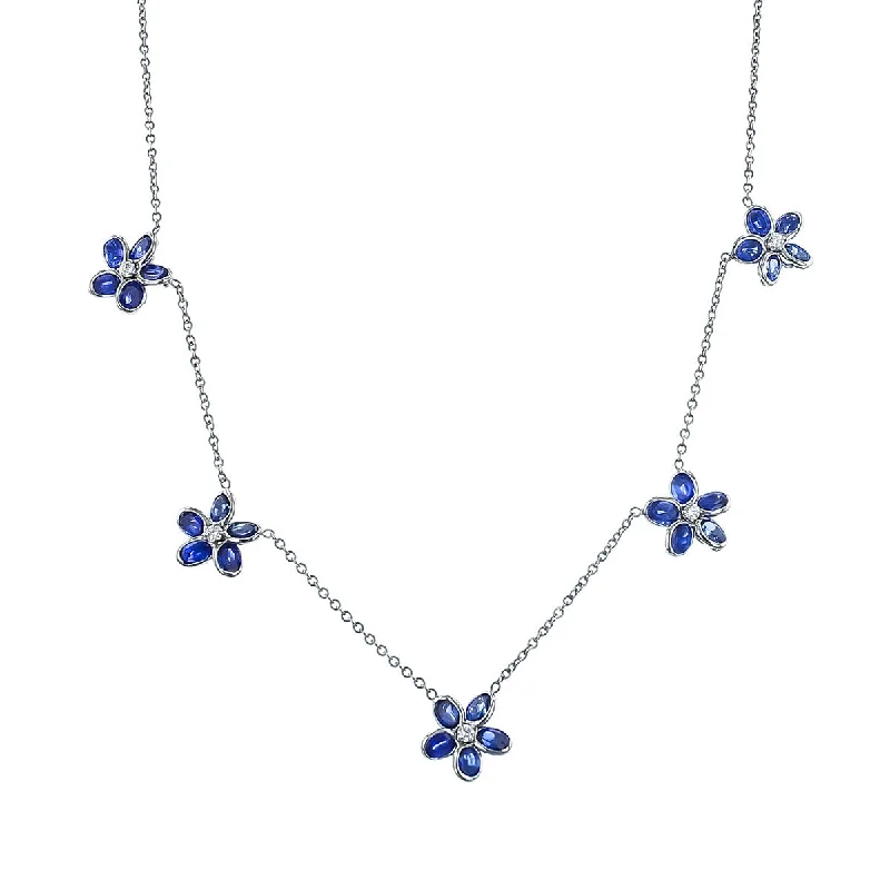 Elegant vintage necklaces for brides -Platinum Sapphire and Diamond Necklace