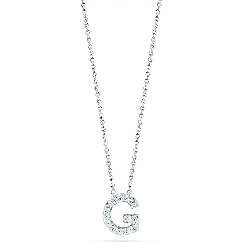 Gothic-style necklaces for bold fashion -Tiny Treasure 0.6Ct Diamond Love Letter "G" Necklace in 18K White Gold