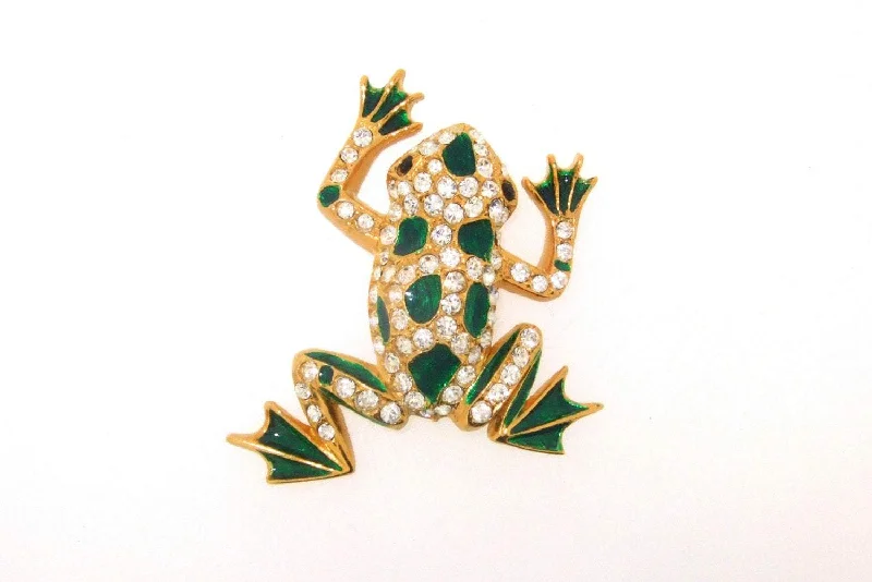 Retro brooches with geometric shapes -Green Frog Brooch