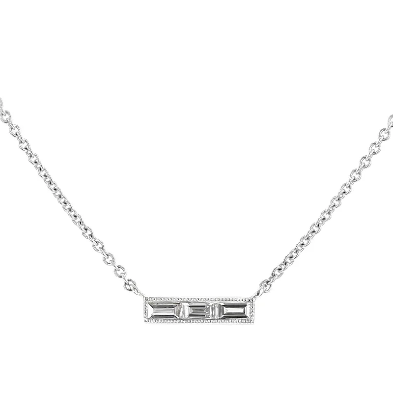 Long pendant necklaces for casual style -Silhouette Baguette Diamond Bar Necklace