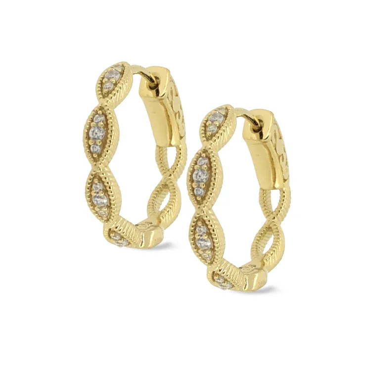 Elegant drop earrings for women-Gold Finish Sterling Silver Micropave Three Stone Marquis Earrings with Simulated Diamonds