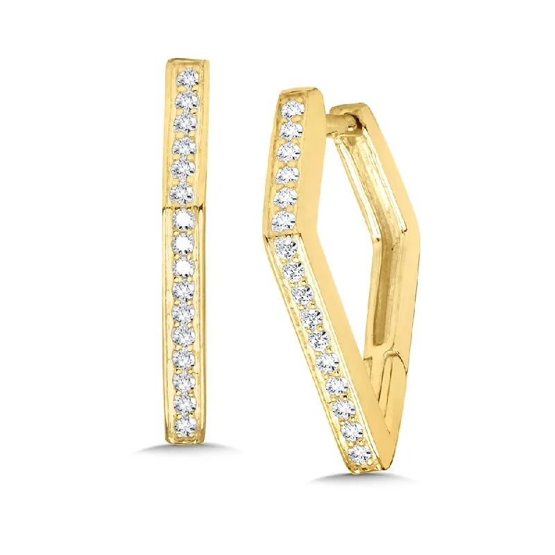 Fashion earrings-Diamond Geometric Earrings in Yellow Gold