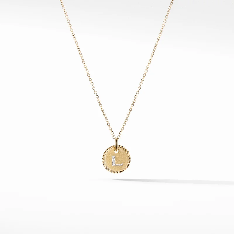 Gold necklaces with diamonds -Initial "L" Pendant with Diamonds