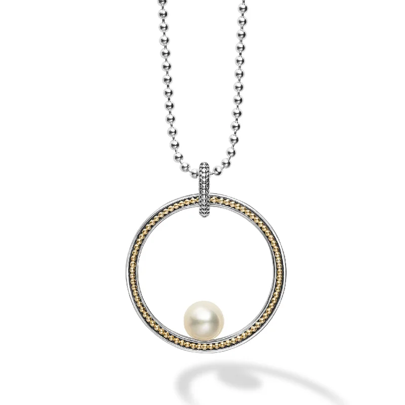 Statement necklaces for elegant events -Circle Pearl Statement Necklace