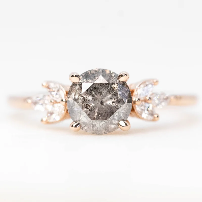 Custom birthstone rings for family members -Tressa Ring with a 1.62 Carat Stormy Gray Diamond and White Accent Diamonds in 14k Rose Gold - Ready to Size and Ship