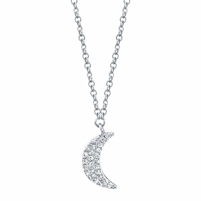 Crystal necklaces for positive energy -Diamond Crescent Moon Necklace