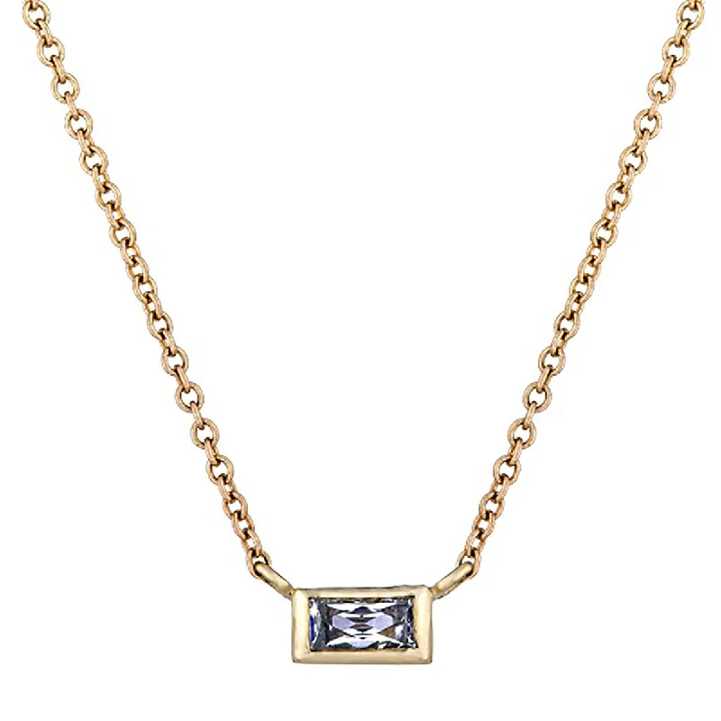 Celebrity-inspired necklaces -Silhouette Single Stone Baguette Diamond Necklace