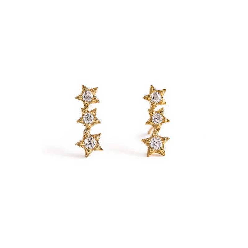 Dangle earrings-Tri Star Dainty Stud Earrings