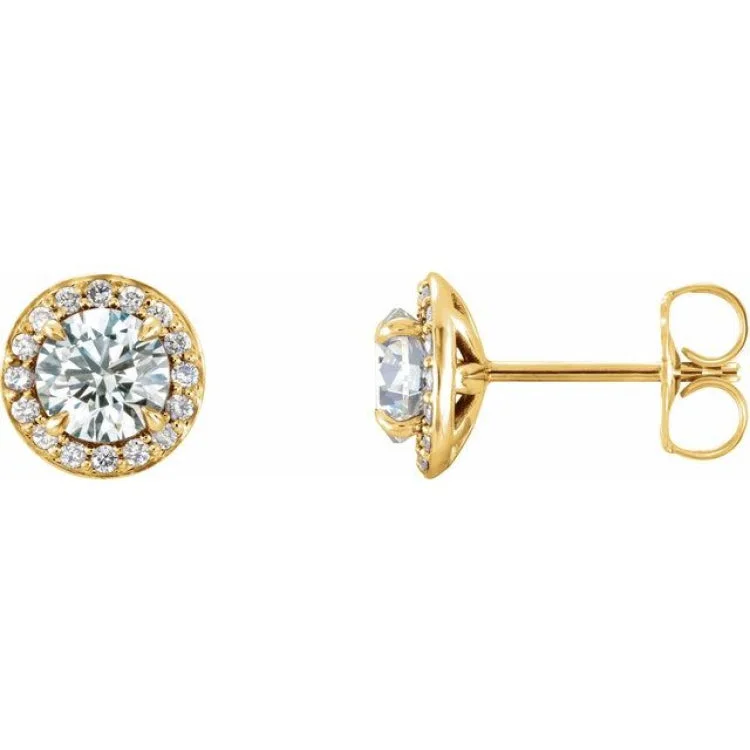 Diamond earrings-14K Yellow 3/4 CTW Natural Diamond Halo-Style Earrings