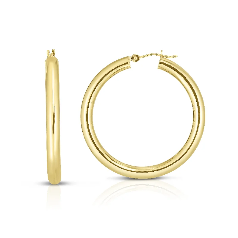 Earrings for bridesmaids-14K Gold 4x40mm Hoops