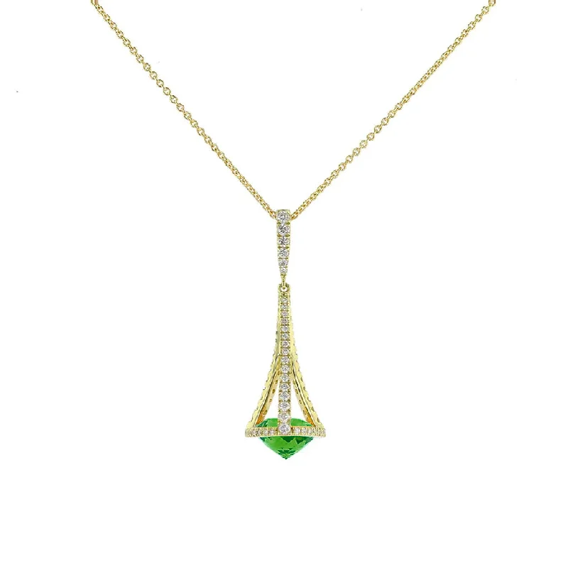 Necklaces with initials for bridesmaids -Peridot & Diamond Chandelier Pendant