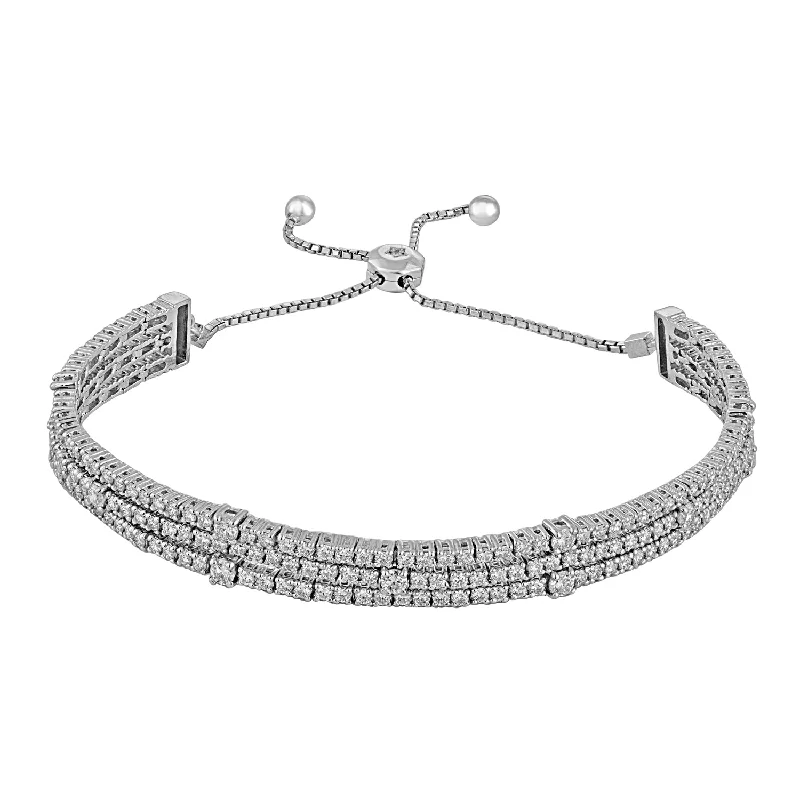 Stylish chain bracelets for both men and women -14K White Gold Diamond Bolo Bracelet