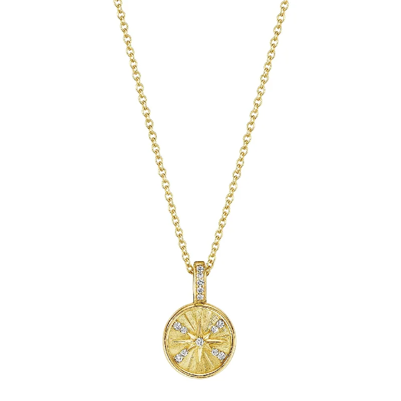 Multi-layered necklaces for trendy style -Petite Penny Round Starburst Necklace