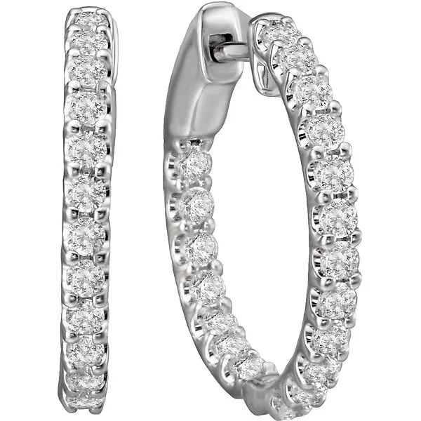 Affordable earrings-Ladies Fashion Diamond Hoop Earrings