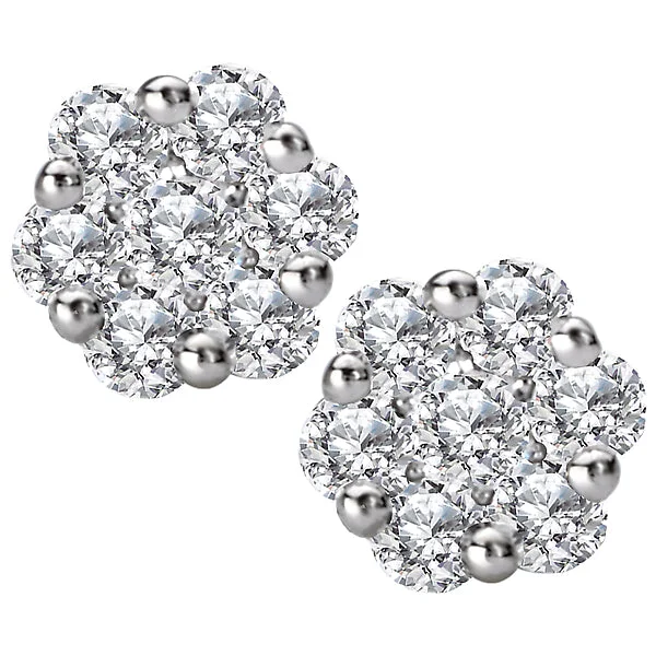 Clip-on earrings-Ladies Fashion Diamond Earrings