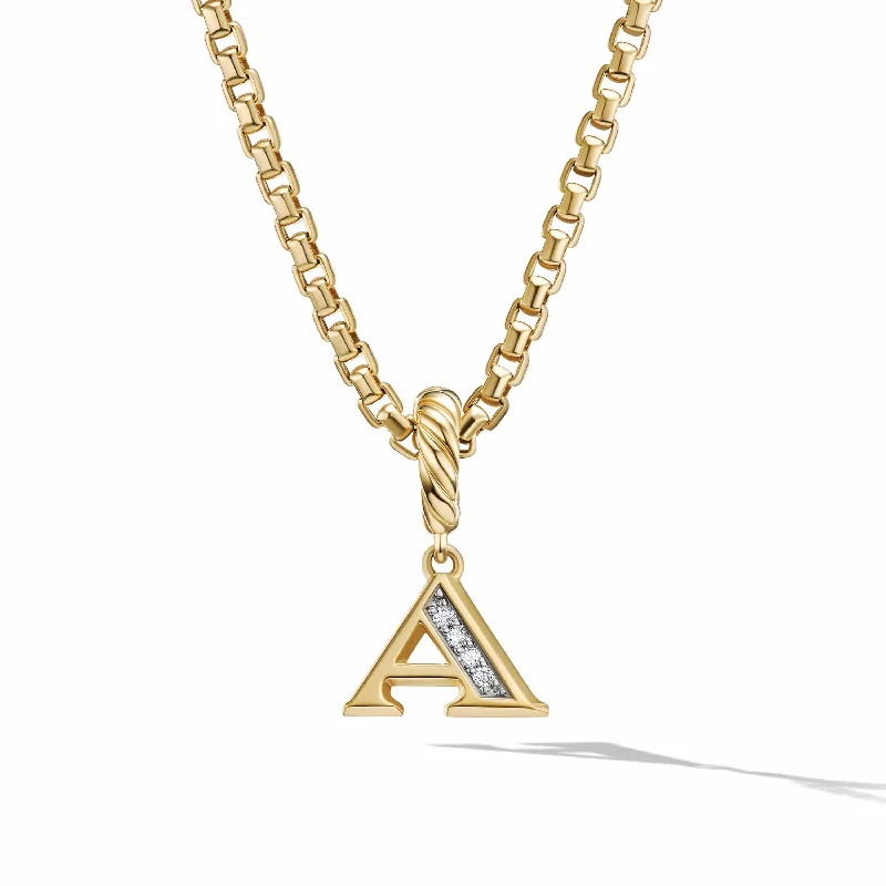 Necklaces for delicate skin -Pave Initial Pendant in 18K Yellow Gold with Diamonds