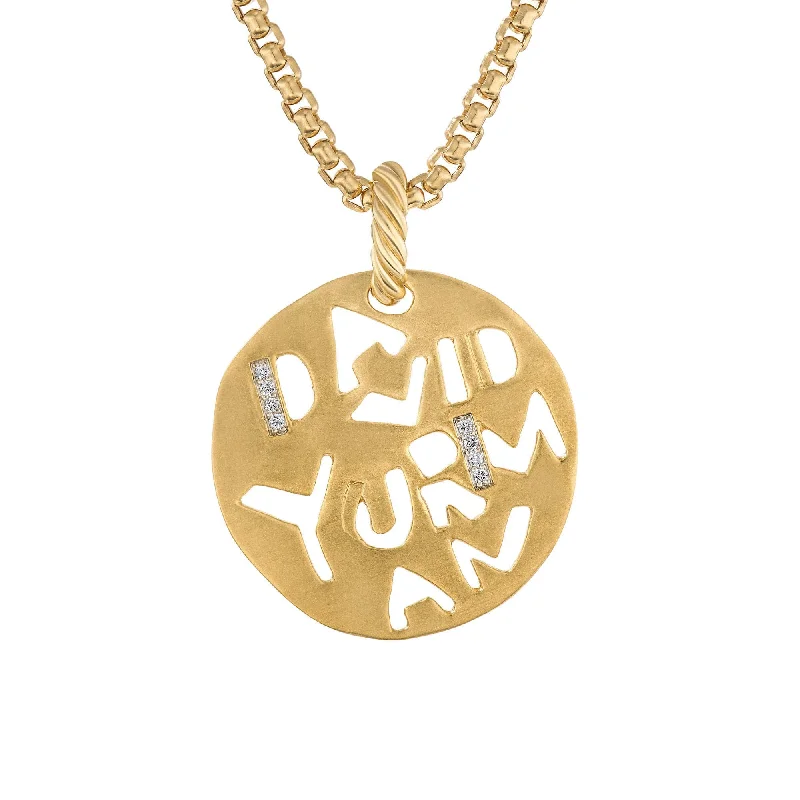 Personalized gemstone necklaces for friends -DY Elements Graffiti Pendant in 18K Yellow Gold with Diamonds