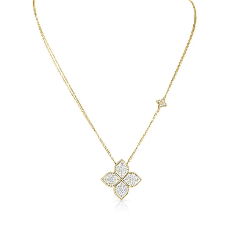 Charm necklaces with initials -18K Yellow Gold New Barocco Station Necklace