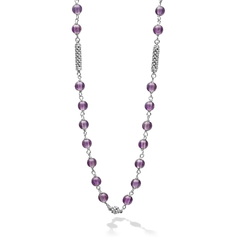 Birthstone necklaces for girls -Amethyst Beaded Necklace