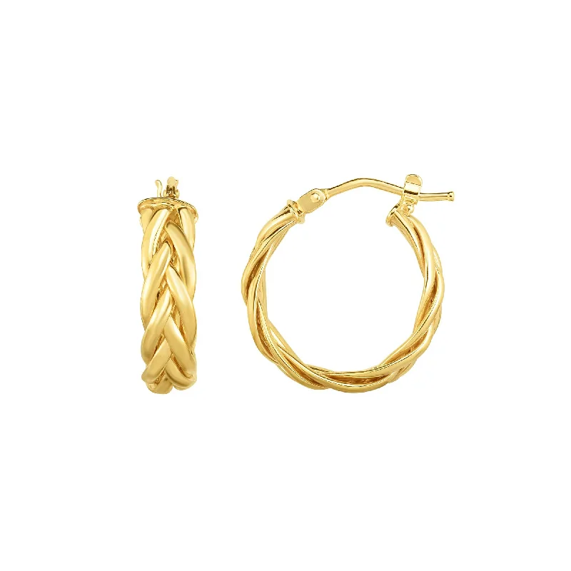 Handmade earrings for women-14K Gold Weave Hoop Earring