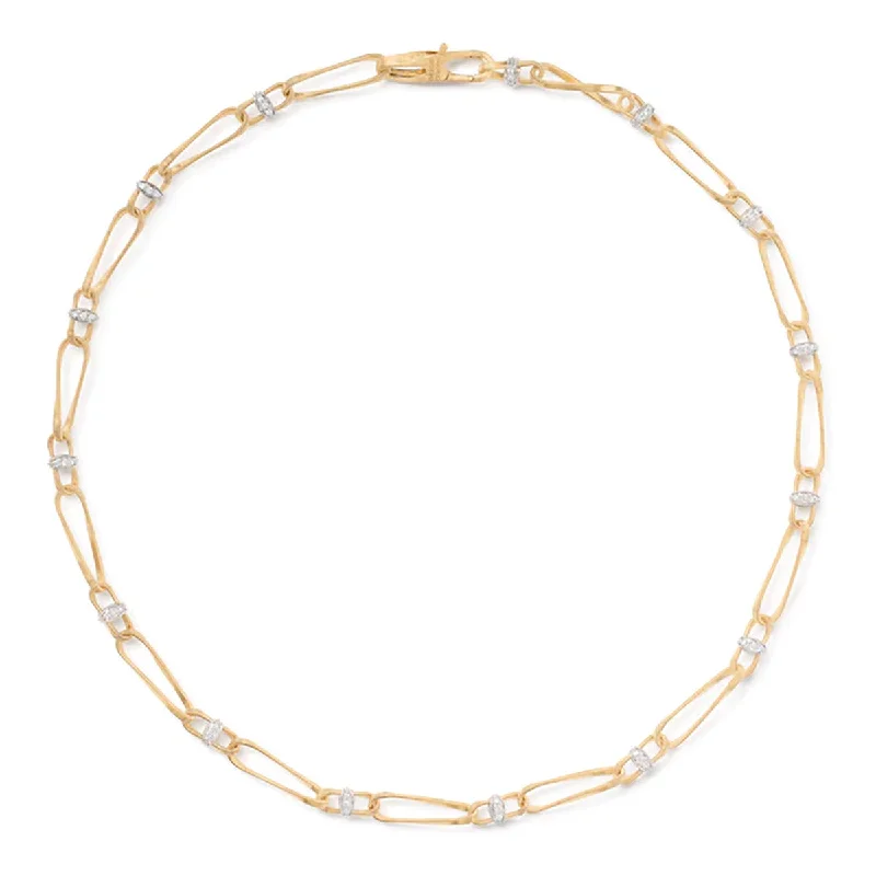 Necklace sets for weddings -18K Yellow Gold Twisted Coil Link Necklace With Diamonds