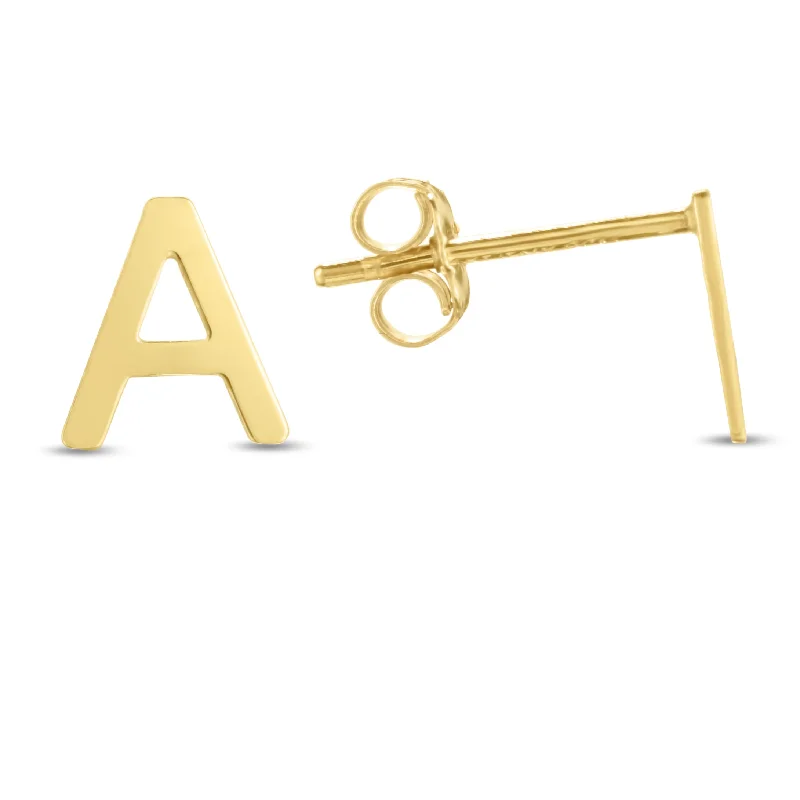 Dangle earrings-14K Gold Initial A Stud Earring