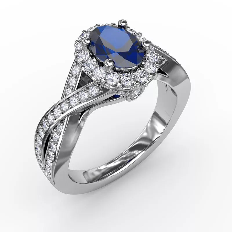 Handmade rings with natural gemstones -Fana Look of Love Sapphire and Diamond Criss-Cross Ring 1519