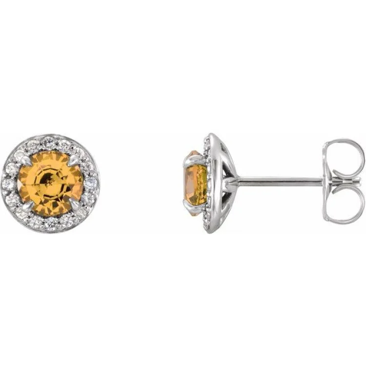 Hoop earrings-14K White 5 mm Natural Citrine & 1/8 CTW Natural Diamond Earrings