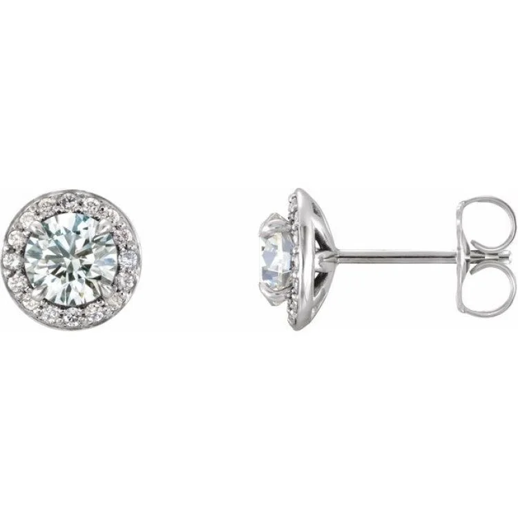 Men’s diamond earrings-14K White 5 mm Natural White Sapphire & 1/8 CTW Natural Diamond Earrings