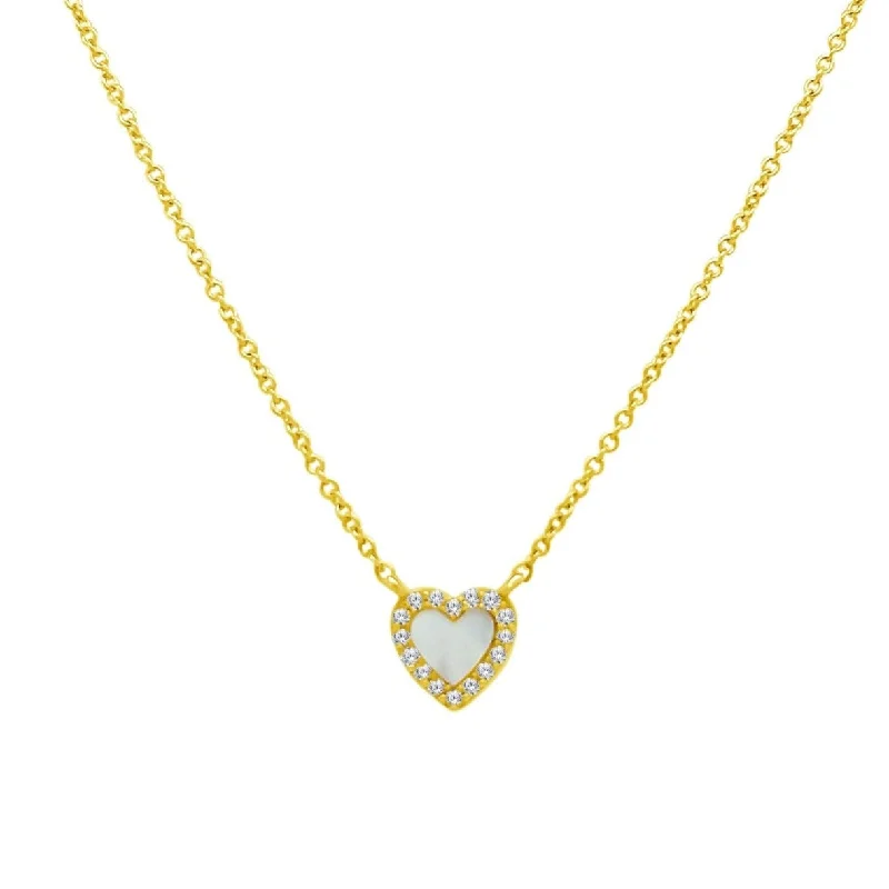 Affordable fashion necklaces -Mini Gemstone & Pave Heart Necklace