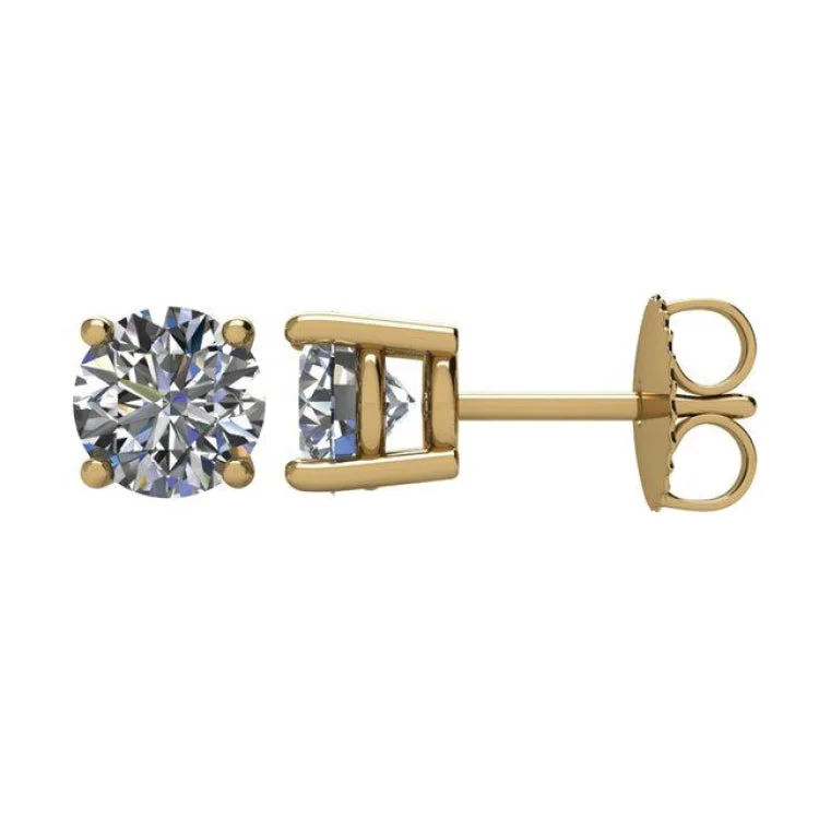 Geometric earrings-14K Yellow 1 1/2 CTW Natural Diamond Stud Earrings