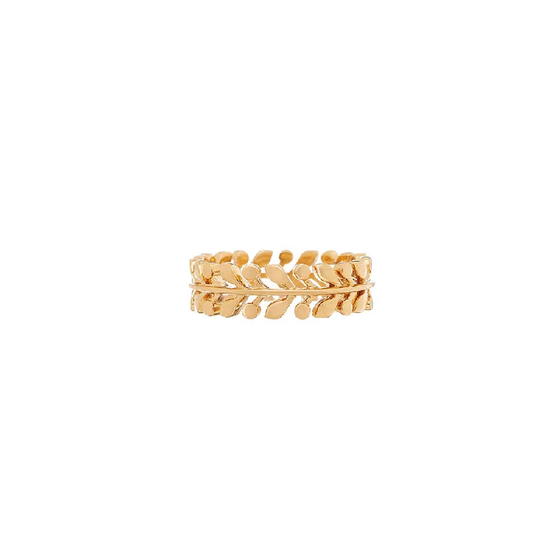 Chunky gemstone rings for bold style -18 Karat Yellow Gold Laurel leaf band