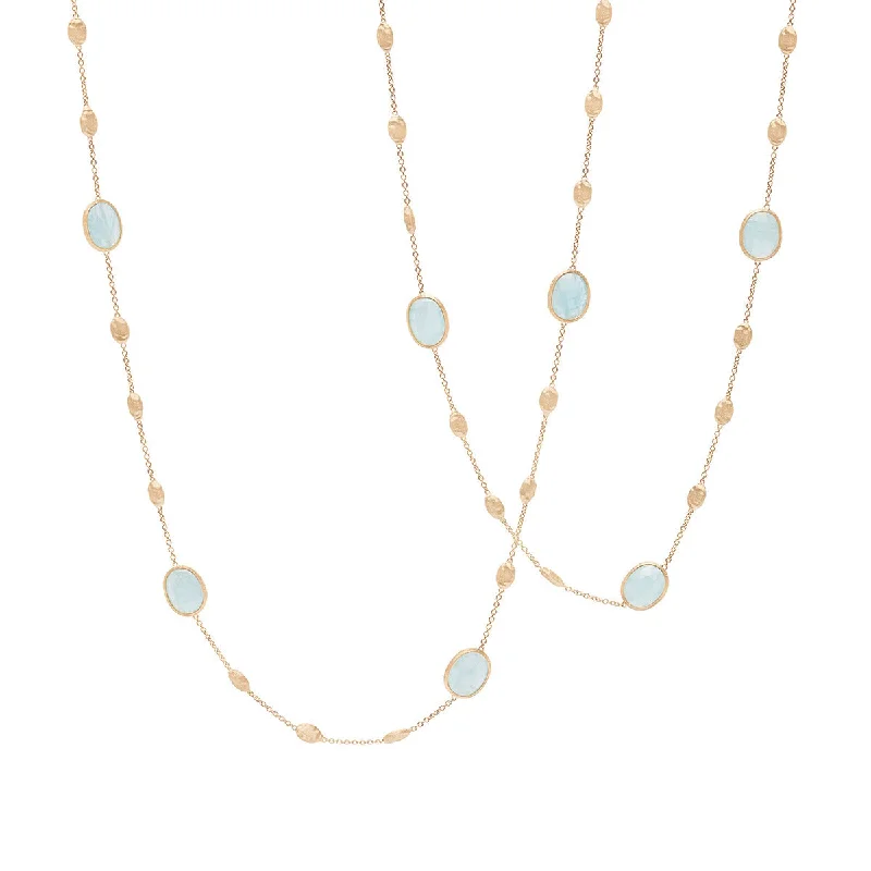 Diamond necklaces for weddings -Siviglia Collection 18K Yellow Gold and Aquamarine Necklace