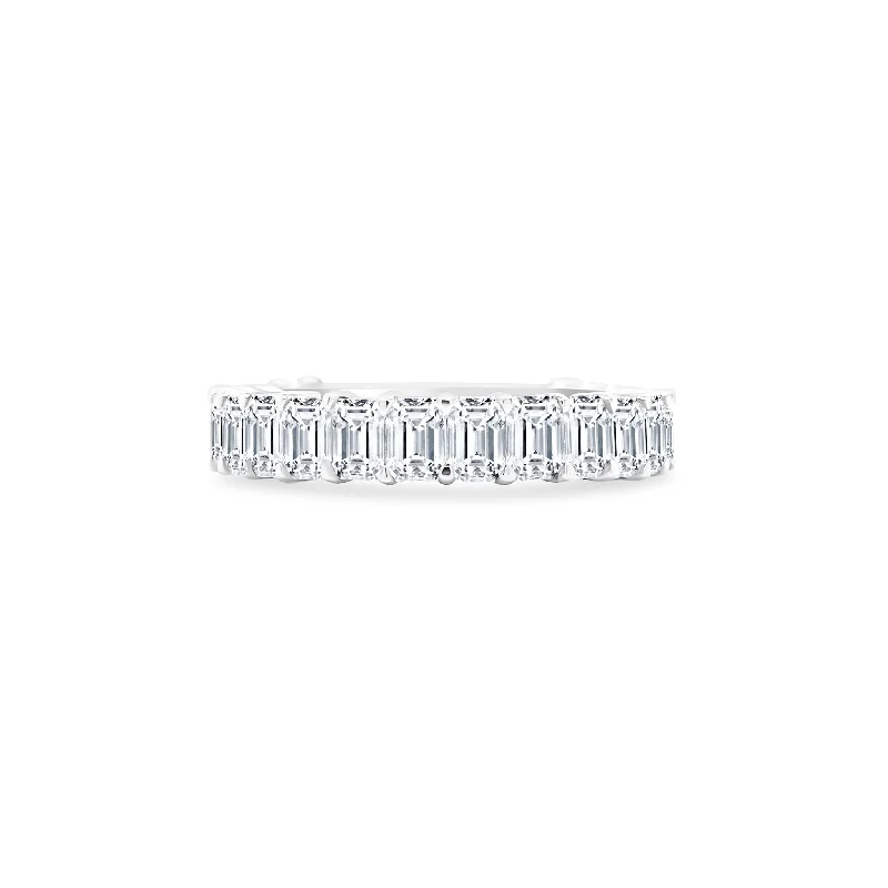 Boho rings for free-spirited women -North/South Emerald Cut Diamond Band