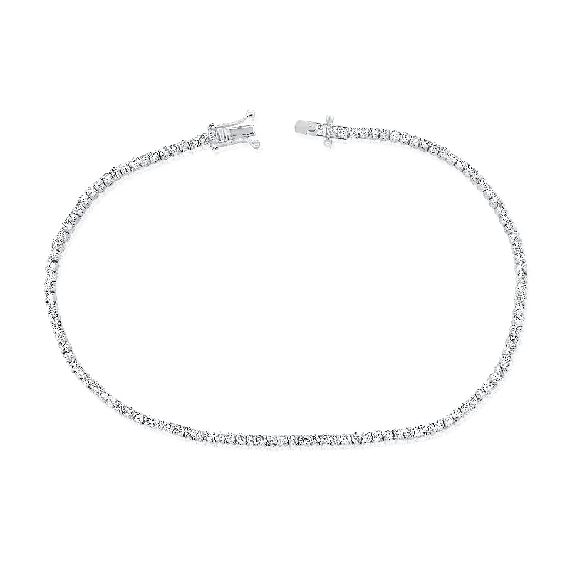 Luxury bracelets with sapphires and emeralds -14K White Gold Diamond Petite Tennis Bracelet