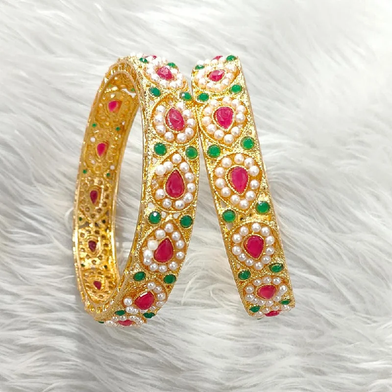 Multi-colored bangles for vibrant style -Manisha Jewellery Gold Plated Bangle Set