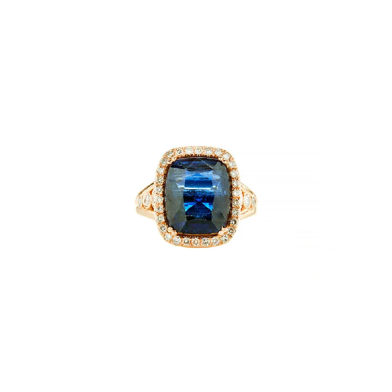 Colorful rings with gemstones for fashionistas -18 Karat Rose Gold Kyanite Diamond Ring