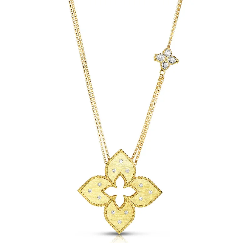 Minimalist necklaces for office wear -Yellow and White Gold Diamond Venetian Princess Necklace