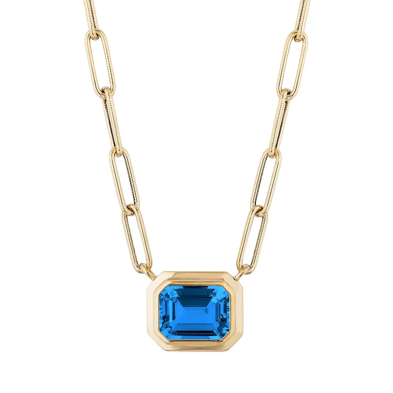 Simple yet elegant gold necklaces -London Blue Topaz Manhattan Pendant