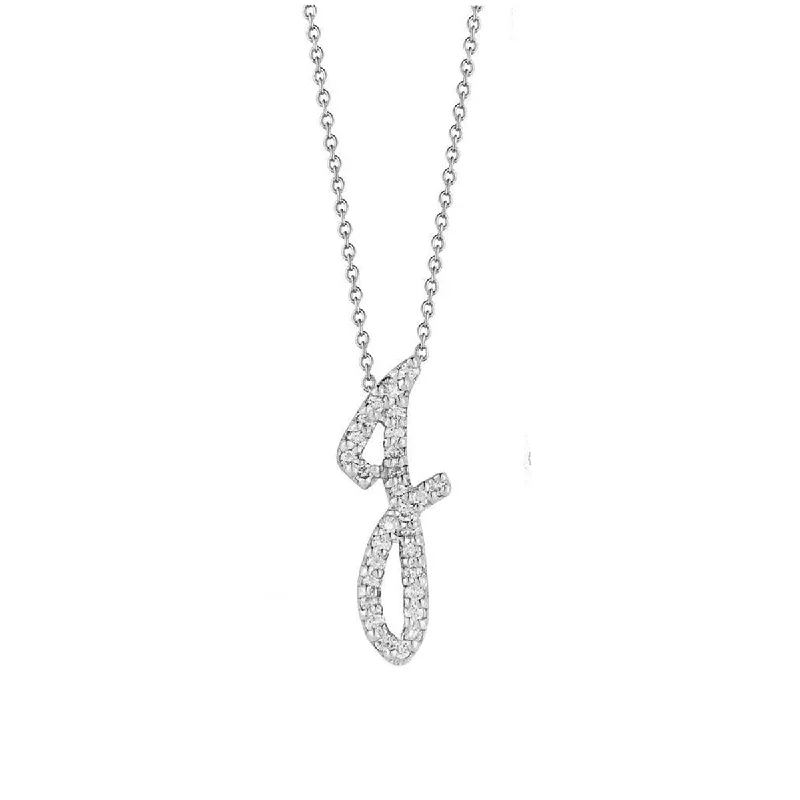 Vintage silver necklaces for women -18K White Gold Tiny Treasures Diamond Cursive J Necklace