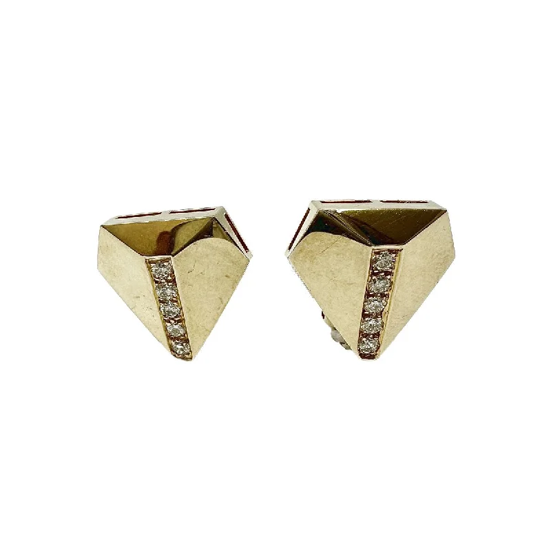 Silver earrings-14K Gold Earrings with 10 Diamonds