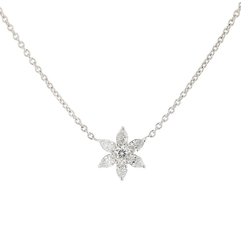 Choker necklaces with metal accents -18K White Gold Stelle Diamond Pendant Necklace