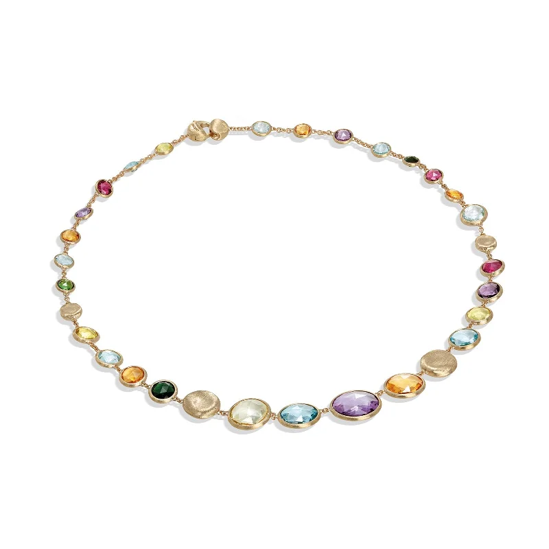 Vintage-inspired choker necklaces -Graduated Mixed Gemstone Collar