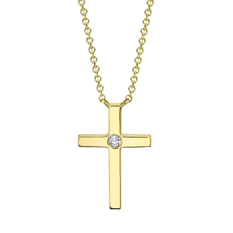 Personalized necklaces for new moms -Diamond Bezel Cross Necklace