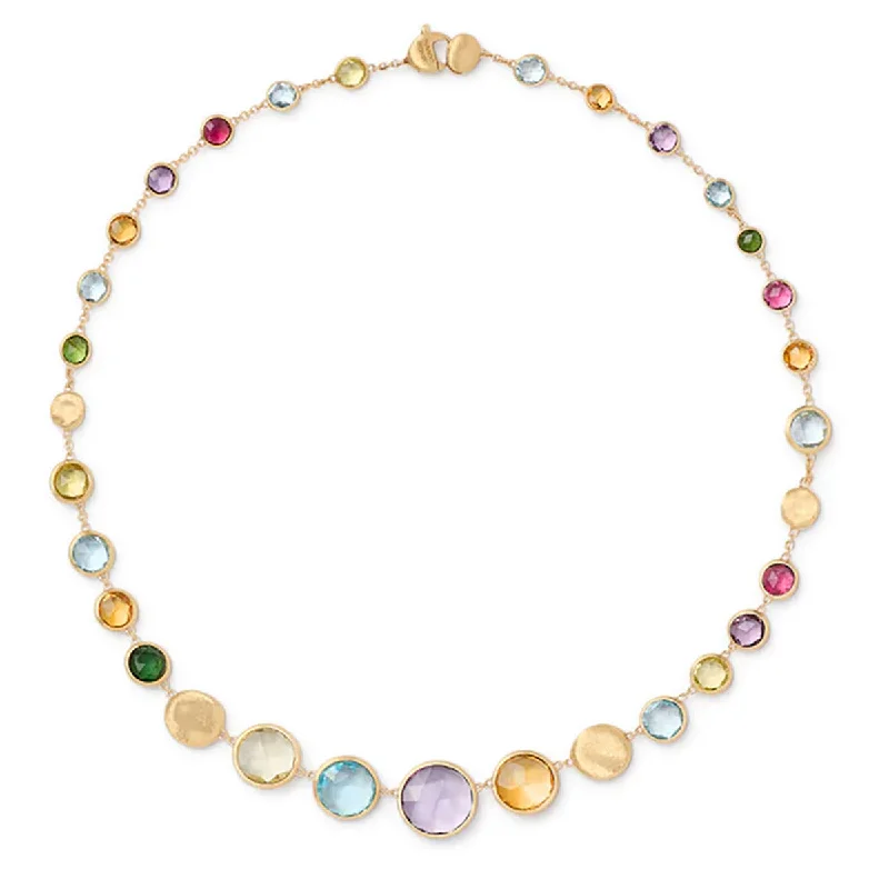 Affordable fashion necklaces -18K Yellow Gold and Multicolored Gemstone Necklace